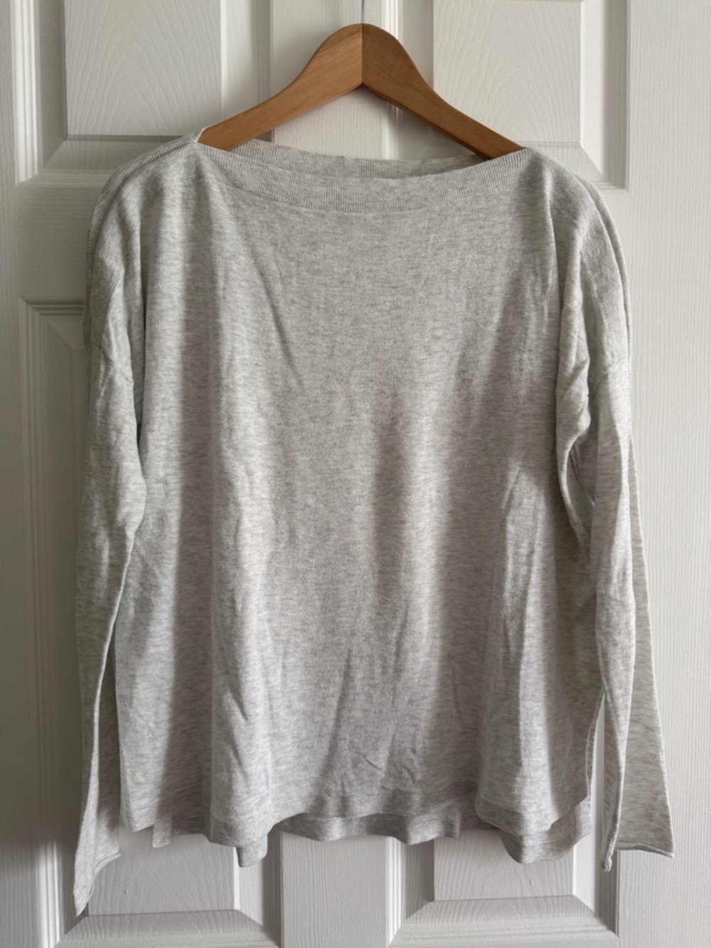 Vince Light Gray Boatneck Cotton Sweater